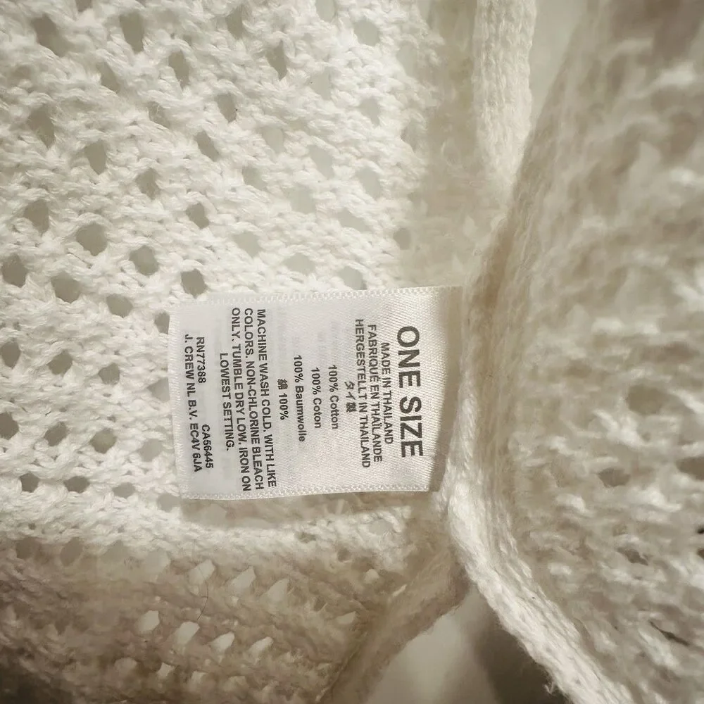 J. Crew Cardigan Sweater Women One Size White Crochet 100% Cotton Boho Festival